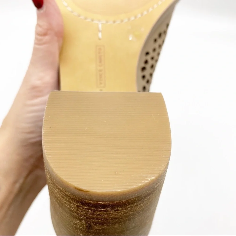 NEW-Vince Camuto-Taupe Tan Leather Laser Cut Gladiator 10 - Picture 6 of 10